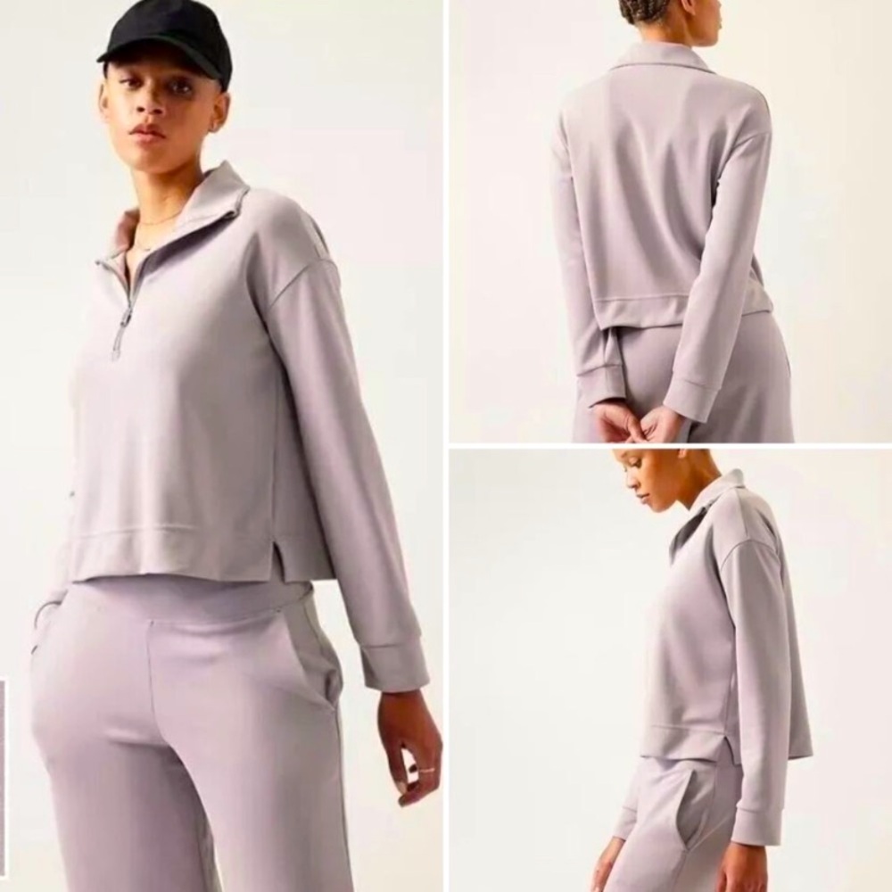 ATHLETA womens plus size 3X athleisure zip front high neck lavender sweatshirt